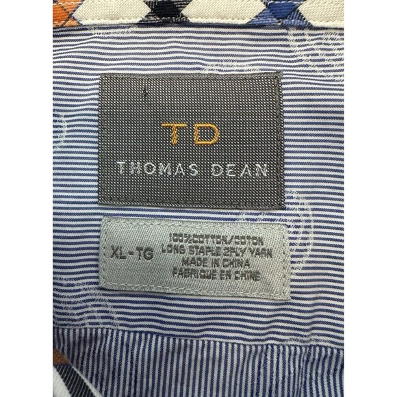 Thomas Dean Flip Cuff Button Up Shirt Multicolor Men's XL Long Sleeve Striped - Picture 4 of 9